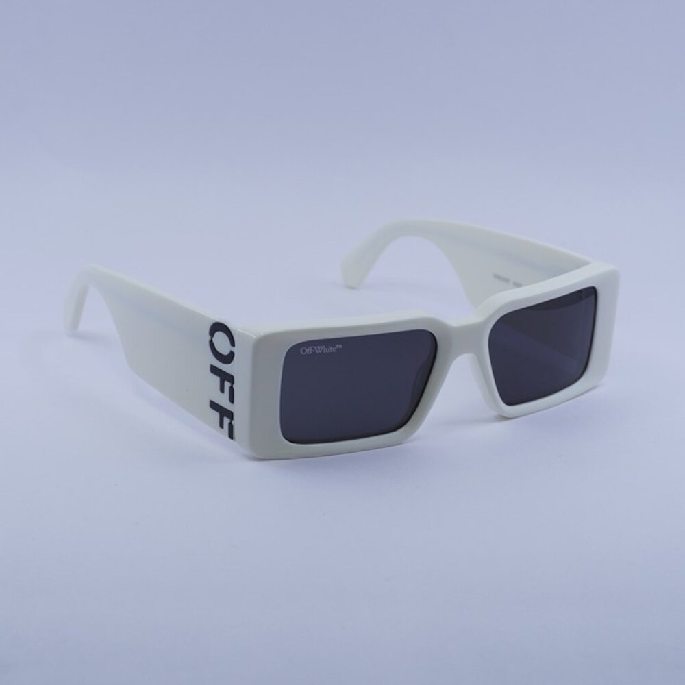 Off-White OERI097 MILANO 0107 Sunglasses White Rectangle Frame, Grey Lenses